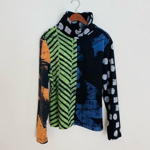 Osei Duro batik multi print turtleneck top size XL